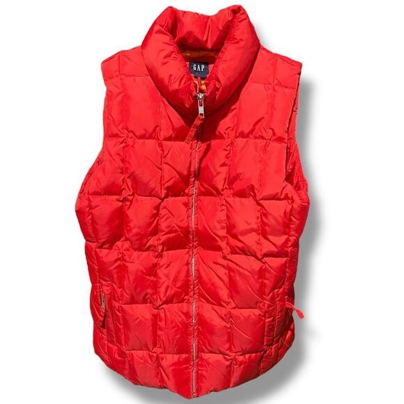 Gap Vest XS Red Puffer Retro Full Zip Ski Snow Pockets Colorful Transitional - Picture 1 of 12